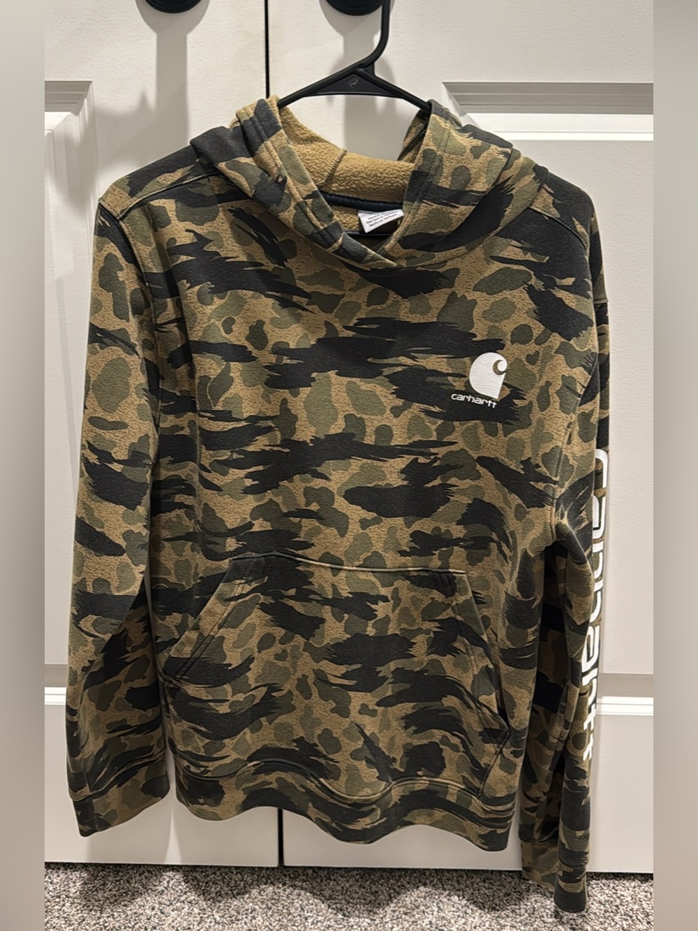 Carhartt Boys XL Camouflage Crewneck Hoodie - Green & Black